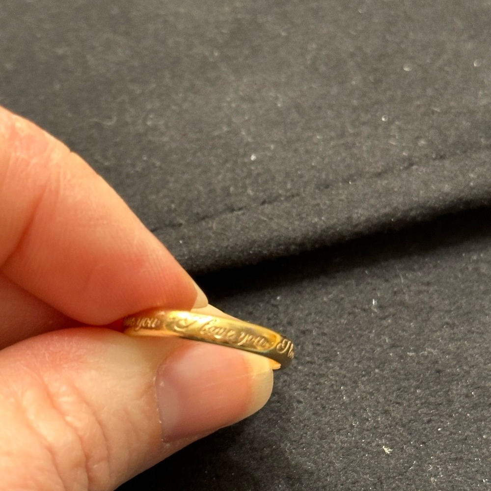 Tiffany & Co. Elsa Peretti rose gold stacking ring with I Iove you